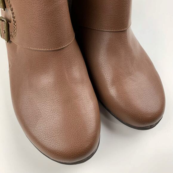 Comfortview Amberly Ankle Boots Brown Faux Leather Comfort Shooties Women's 12 - Picture 4 of 12